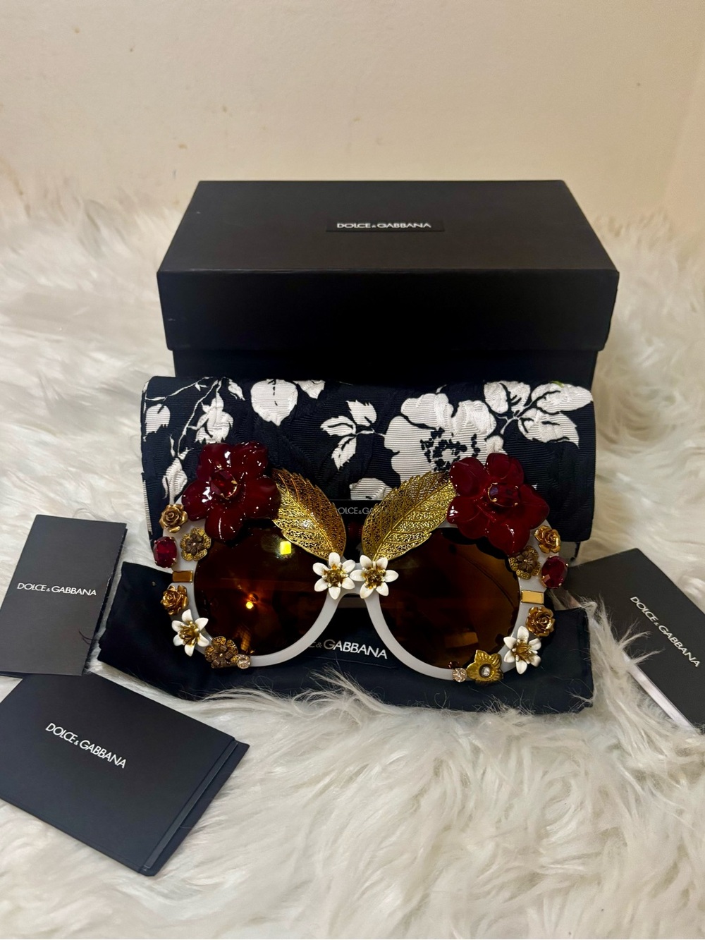 Dolce&Gabbana Limited Edition runway oversized red Floral Embellished Sunglasses - Picture 1 of 17